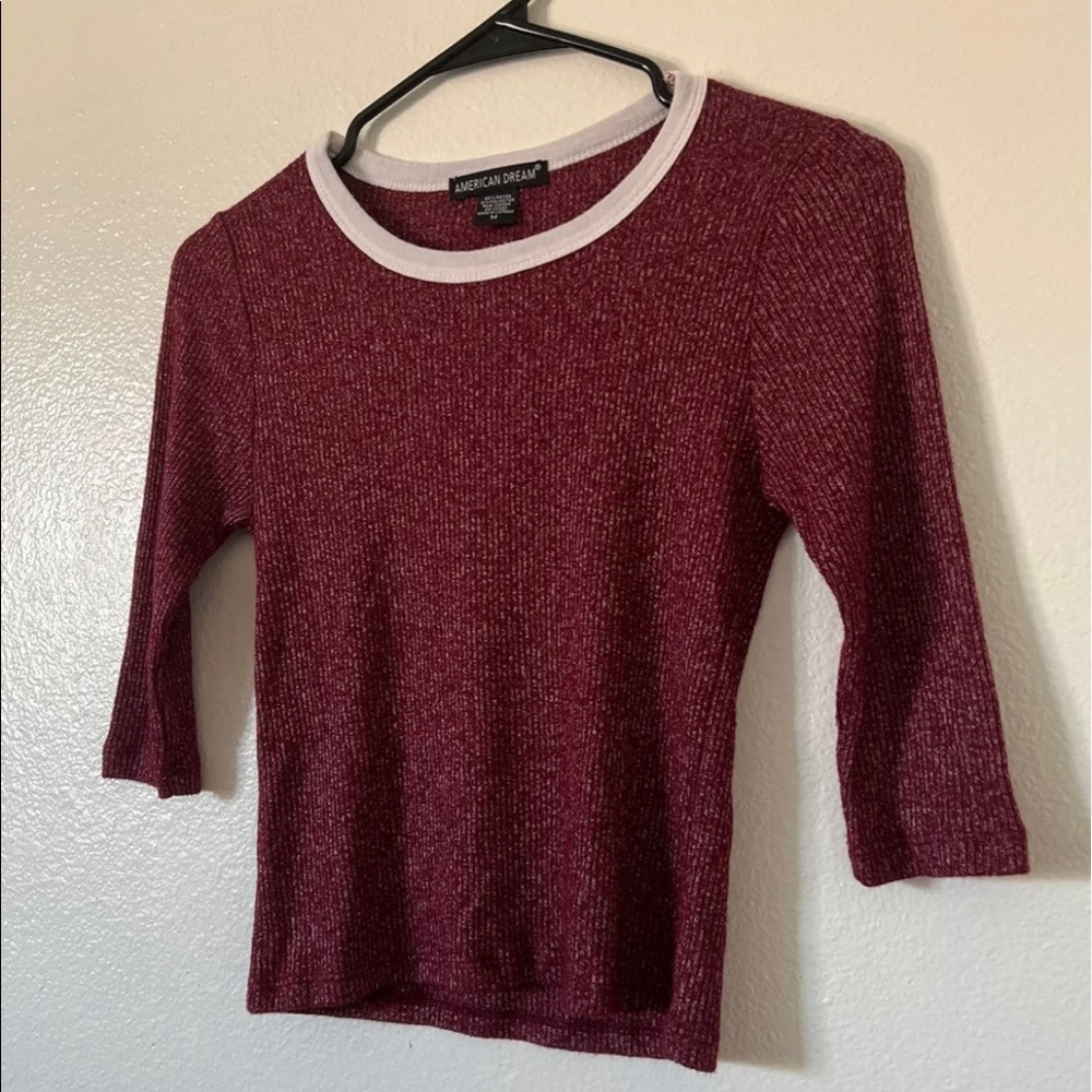 Burgundy Ribbed Crop Top - Picture 2 of 5